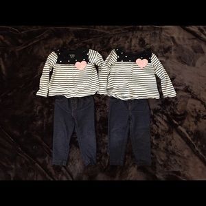 Twin girls matching outfits 18-24 mo